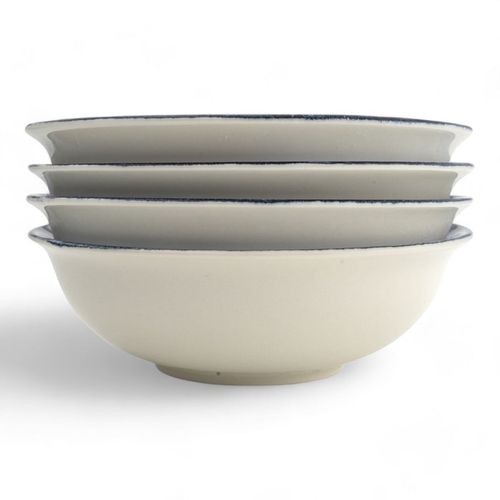 Porcelain Soup-Cereal Bowls Set of 4 Pebble Deep Ocean 17cm