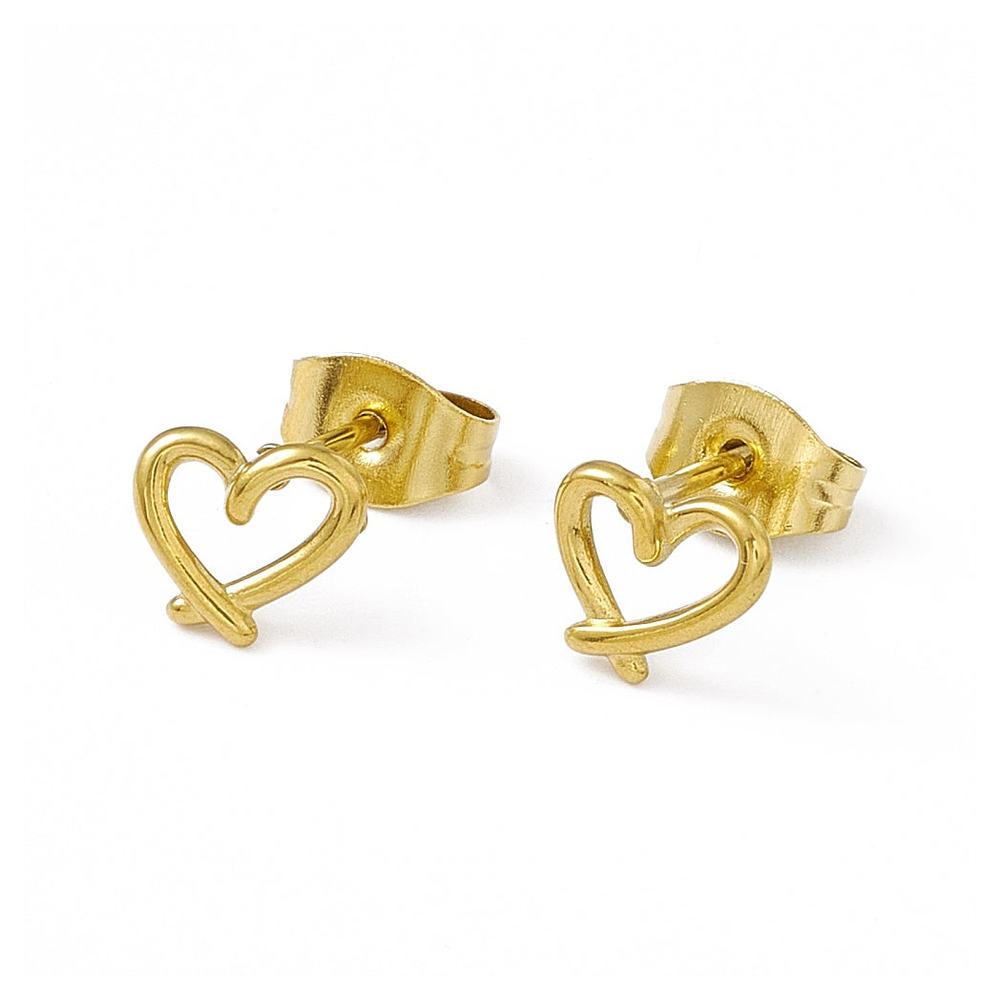 Small Gold Heart Stud Earrings