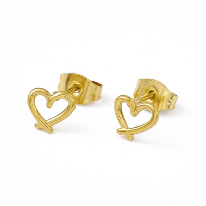 Small Gold Heart Stud Earrings