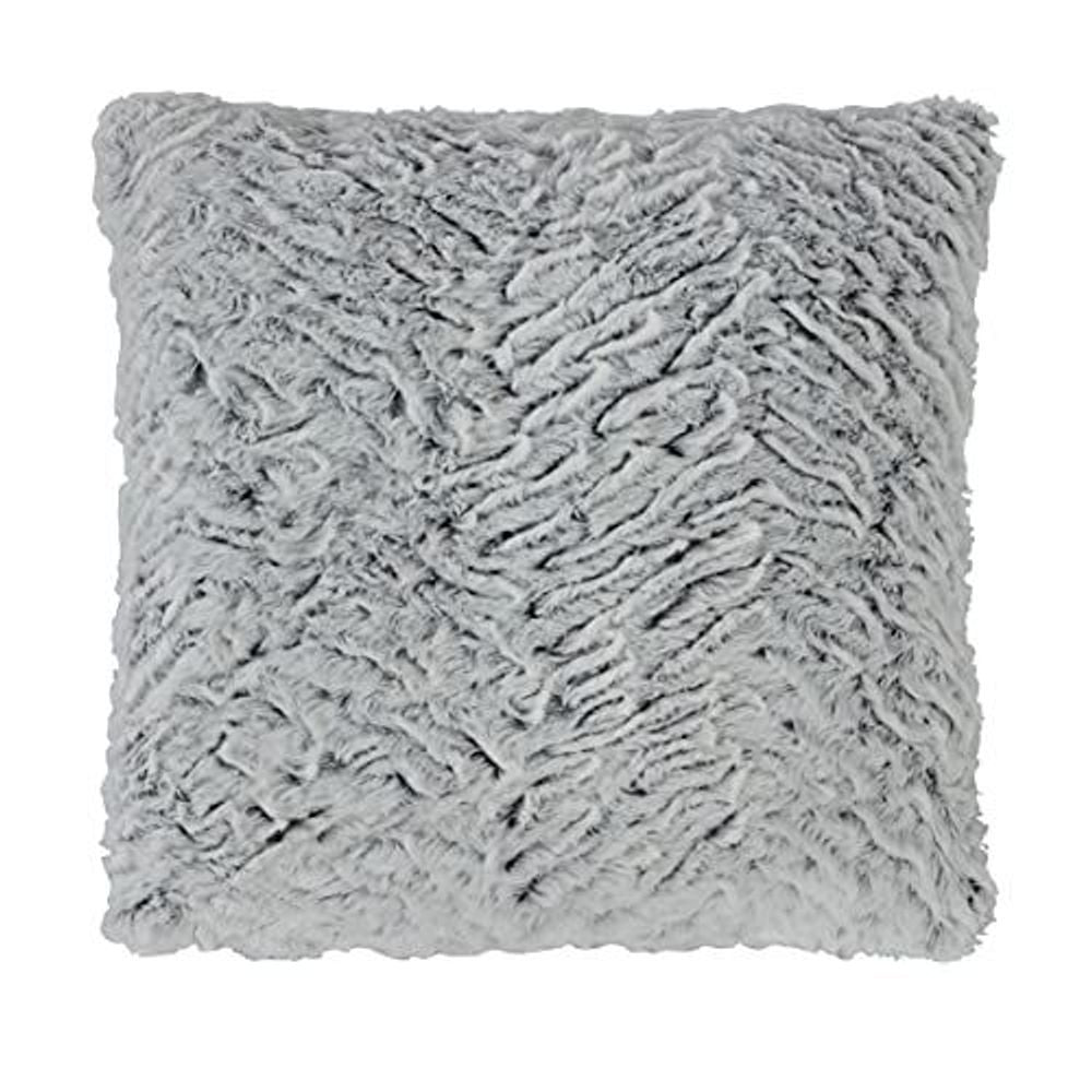 TEXTURED FAUX FUR CUSHION GREY