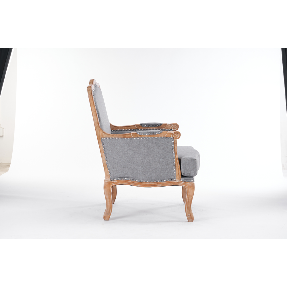 99CM GREY LINEN ARM CHAIR