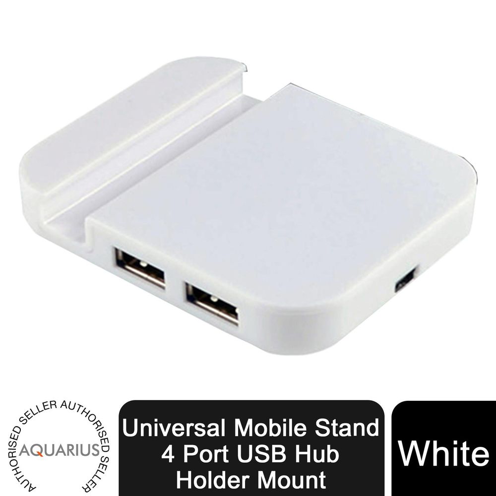 Universal Mobile Stand 4 Port USB Hub Holder Mount, White