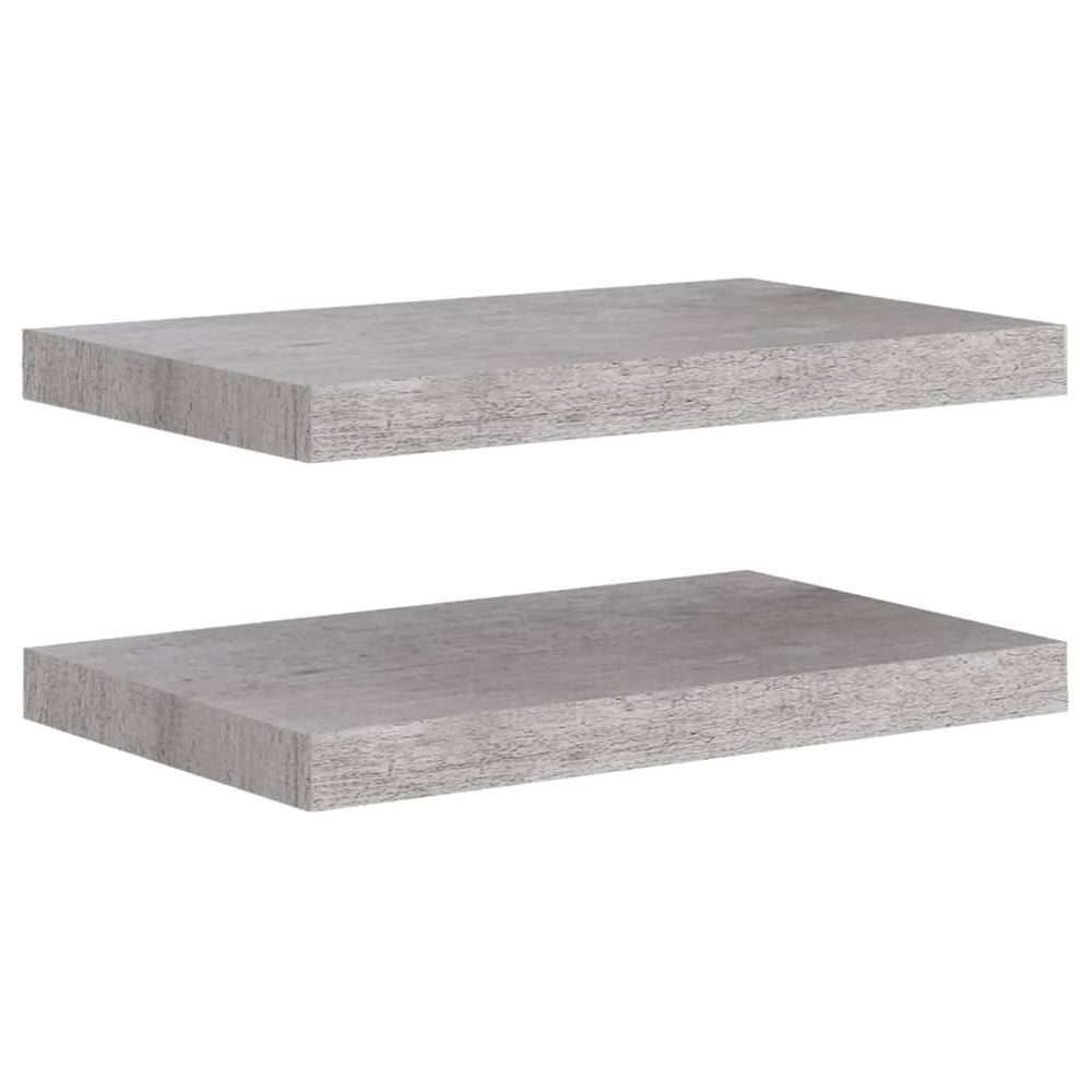 Floating Wall Shelves 2 pcs Concrete Grey 50x23x3.8 cm MDF