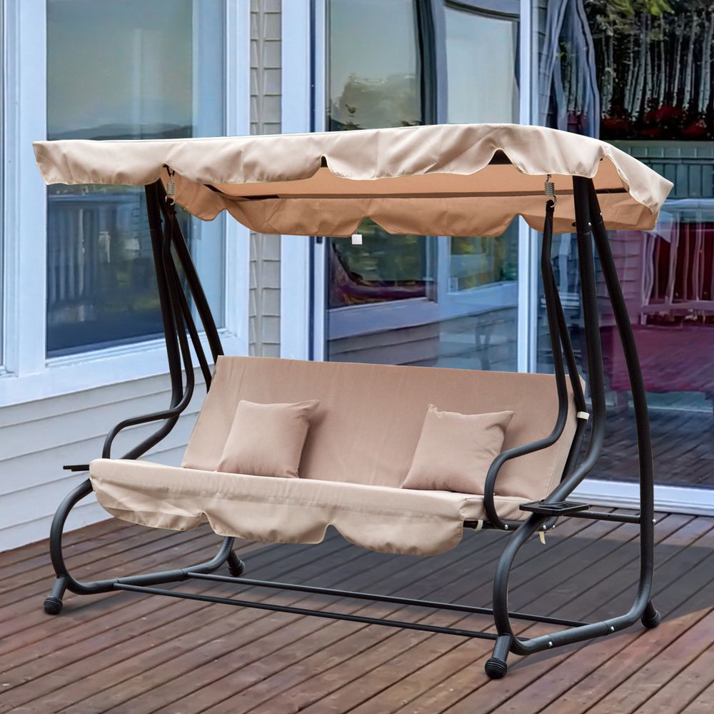 3 Seater Garden Swing Chair Convertible Chair Bench Garden Hammock