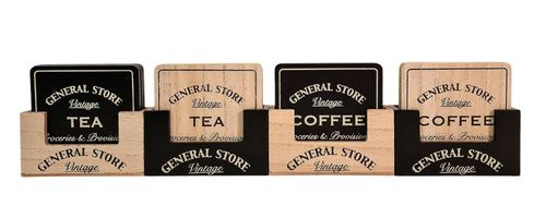 General Store Wood Coasters 4 Types 16 of Set