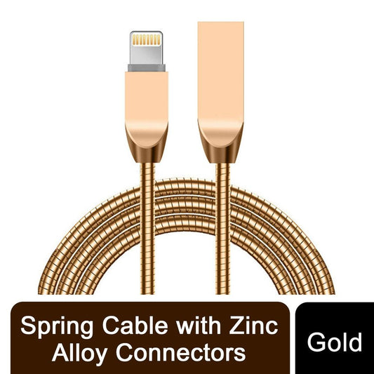 Spring Cable with Zinc Alloy Connectors - Gold