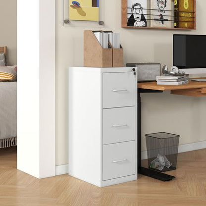 HOMCOM 3 Drawer Filing Cabinet Steel File Cabinet for A4 Letter Size White