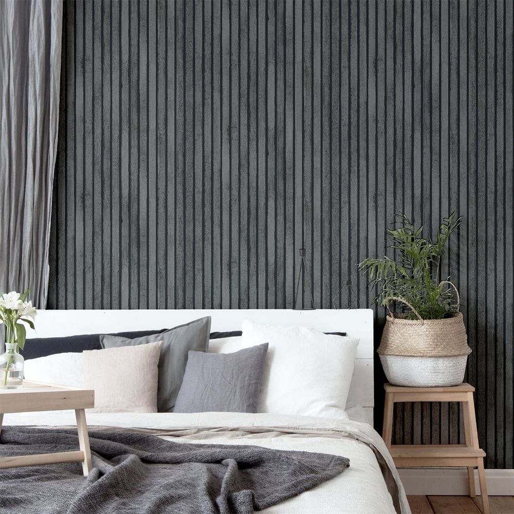 Wood Slats Charcoal/Grey SW12