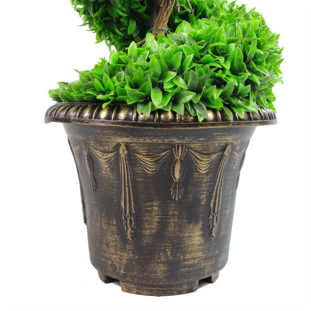 120cm Green Large Leaf Spiral with Decorative Planter