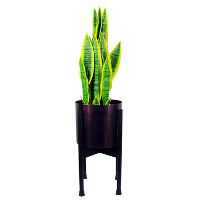 Leaf Metal Planter Plant Pot Black 20 x 18cm