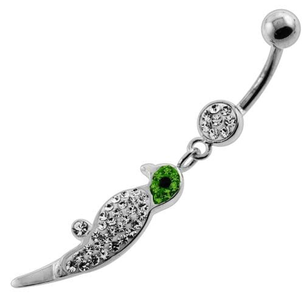 Dangling Multi Jeweled Parrot Navel Belly Button Piercing