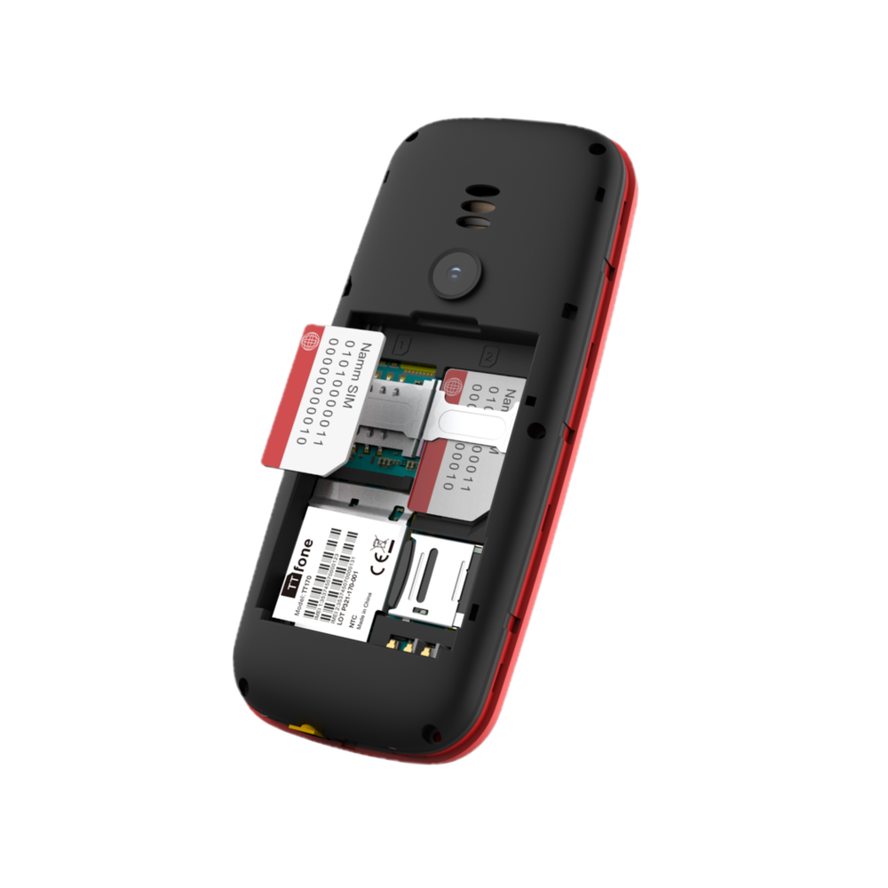 TTfone TT170 Red Dual SIM with Mains Charger, Giff Gaff Pay As You Go