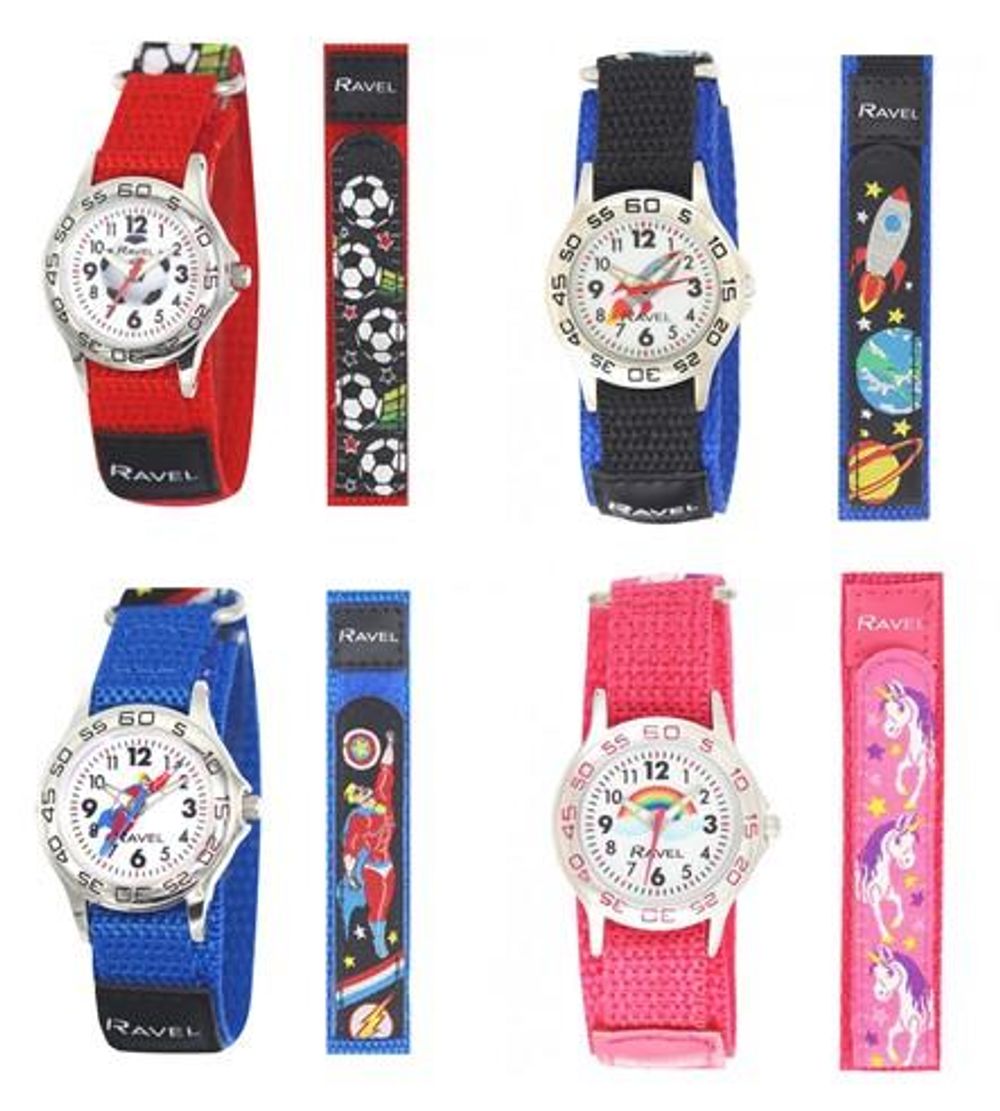 Ravel Children Velcro Nylon Watch Available Multiple Colour & Design R1507