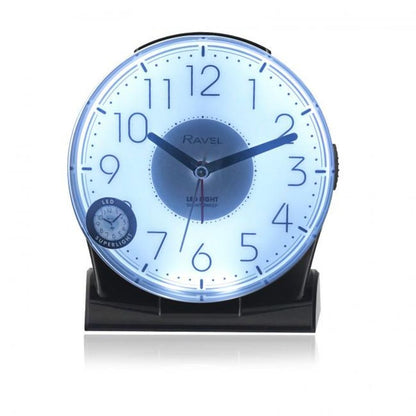 Ravel Large Contemporary Bedside / Mantel Quartz Alarm Clock - Black RC036.3