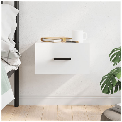 vidaXL Wall-mounted Bedside Cabinet High Gloss White 35x35x20 cm