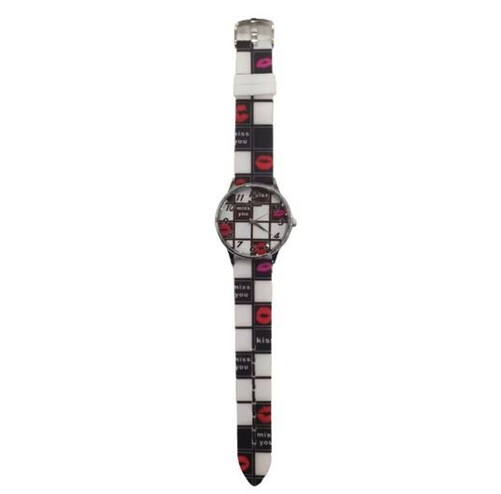 Relda Ladies Analogue Black & White Silicone Strap Watch REL99