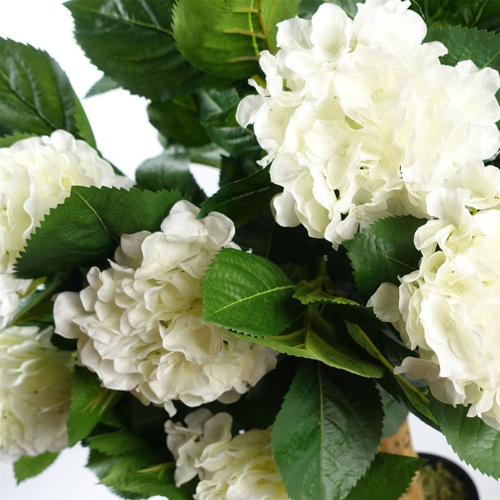 75cm Artificial White Bush Hydrangea Plant Potted