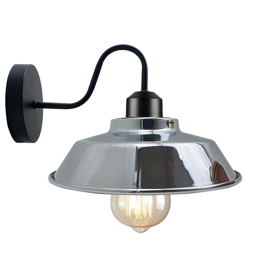 Retro Industrial Wall Lights Fittings E27 Indoor Sconce Metal Bowl Shape Shade For Basement, Bedroom, Home Office