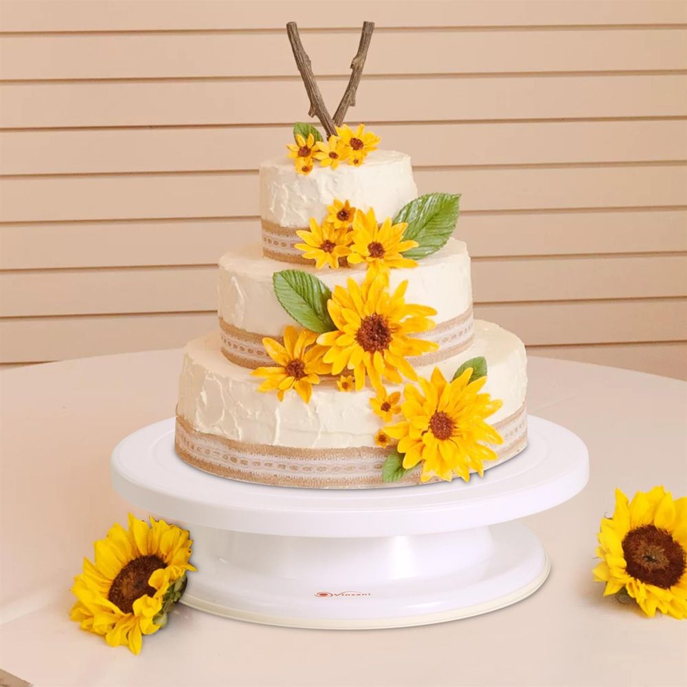 10.8" Rotating Cake Turntable Stand Cake Decorating Holder - White