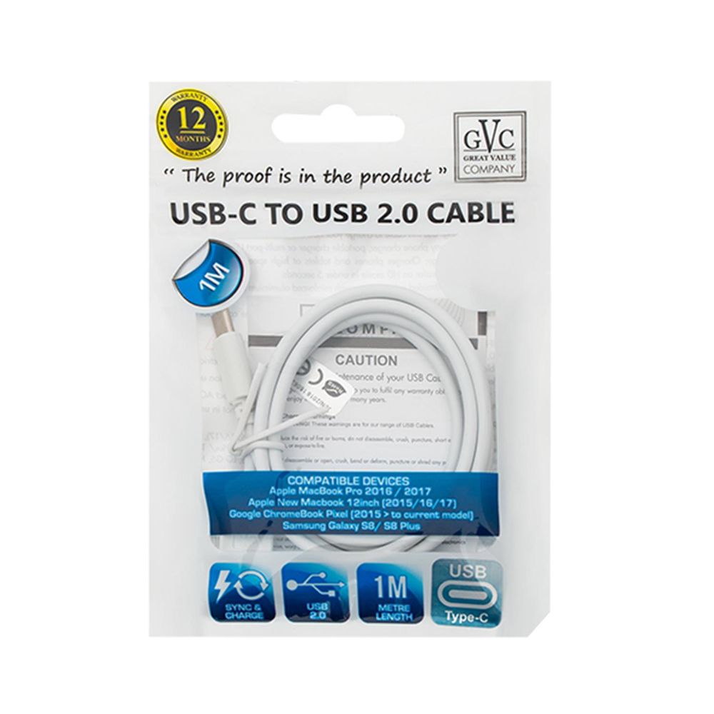 GVC 1m USB Data Cable For Type C, White