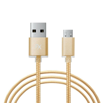 Fx Braided Micro USB Data Cable, Gold, Rose Gold, Space Grey, Silver[Gold]