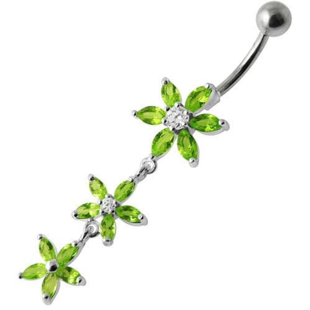 Fancy  Multi Star Dangling SS Bar Navel Ring