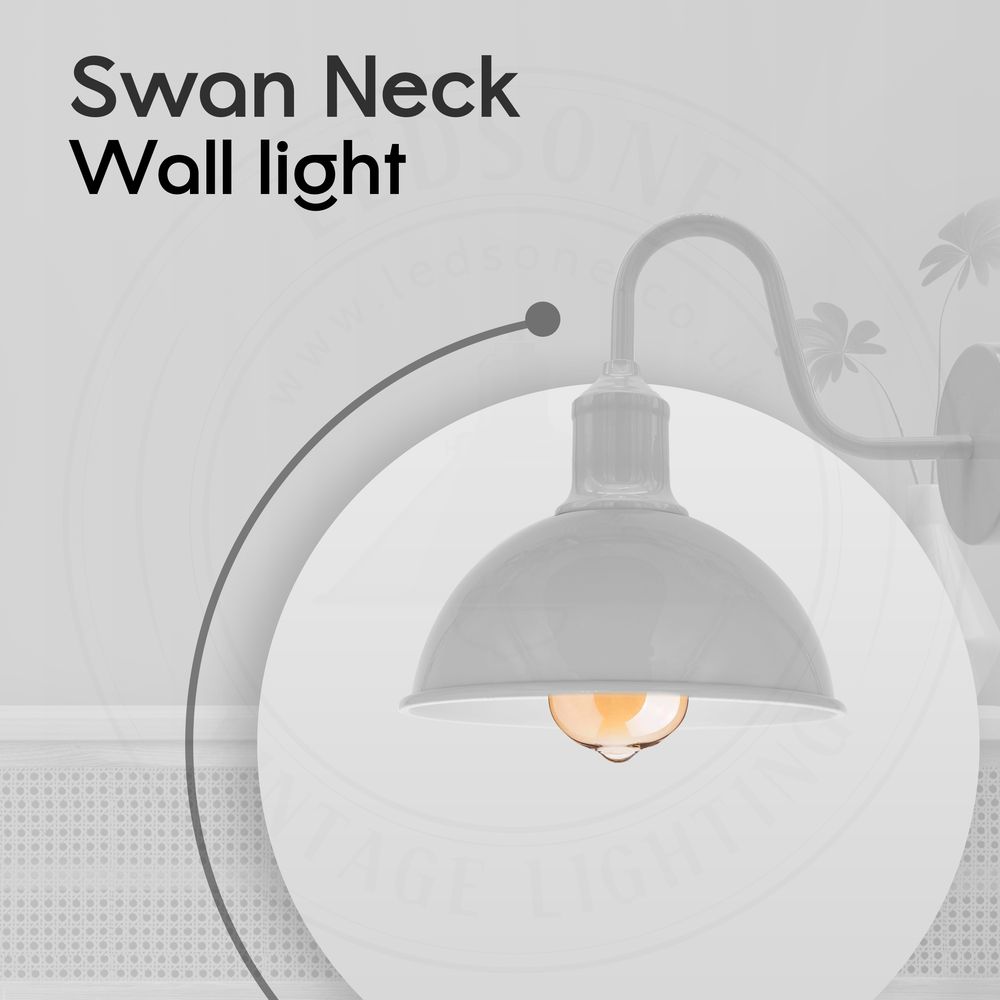 Modern Industrial Swan Neck Metal Arm E27 Sconce Wall Light Set Fixture