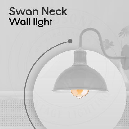 Modern Industrial Swan Neck Metal Arm E27 Sconce Wall Light Set Fixture