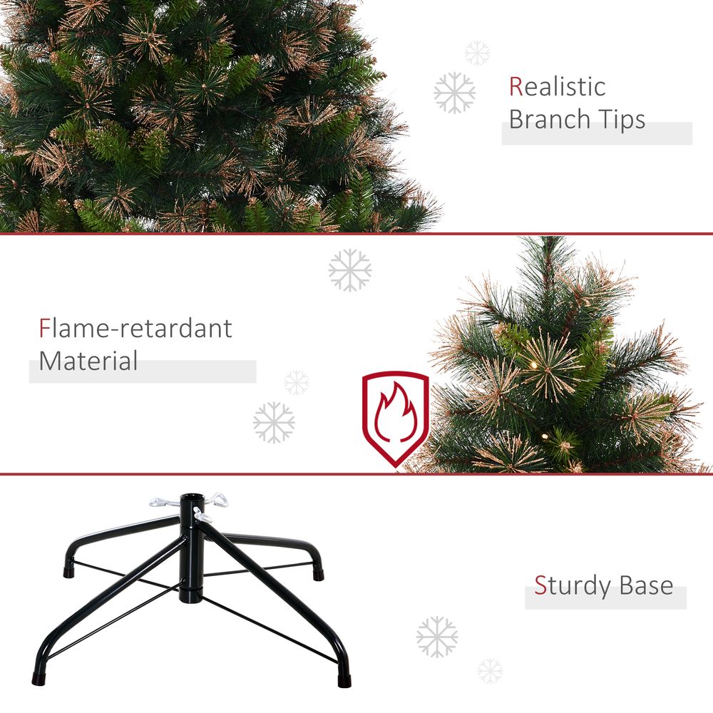 1.5m 5ft Pre-Lit Christmas Tree Artificial Spruce Warm White LED Metal Stand