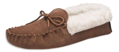 Nordvek Womens Sheepskin Suede Moccasin Slippers With Suede Sole - 418-100