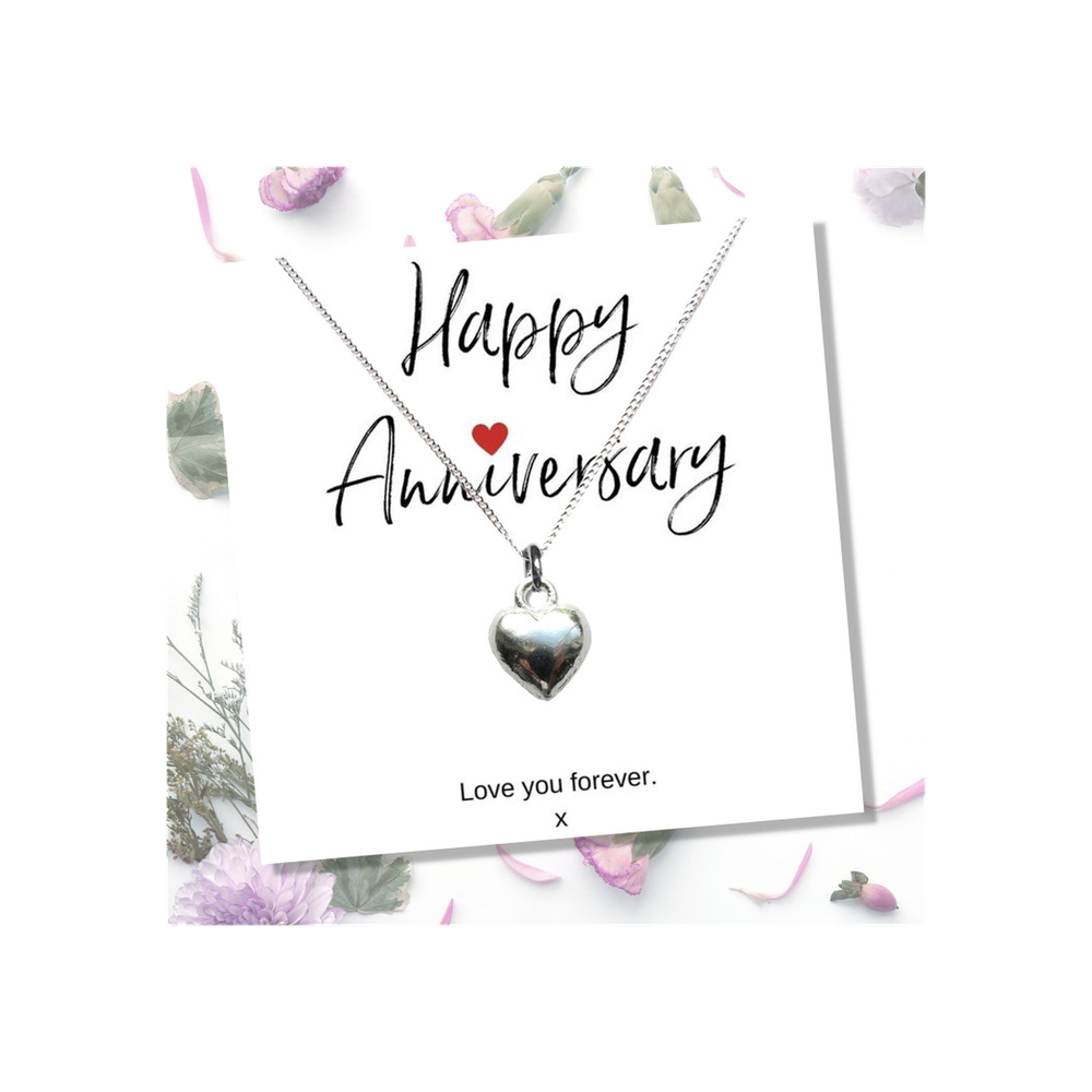 Heart Necklace &  Anniversary Message Card