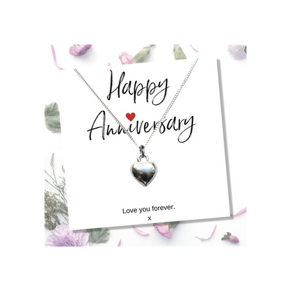 Heart Necklace &  Anniversary Message Card