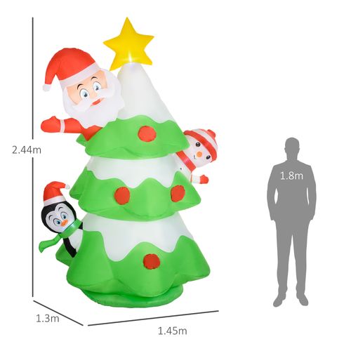 Outsunny 8ft Christmas Blow Up Christmas Tree with Santa Claus for Outdoor