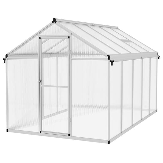 Outsunny 10x6ft Aluminium Greenhouse with/ Door Window Galvanised Base PC Panel