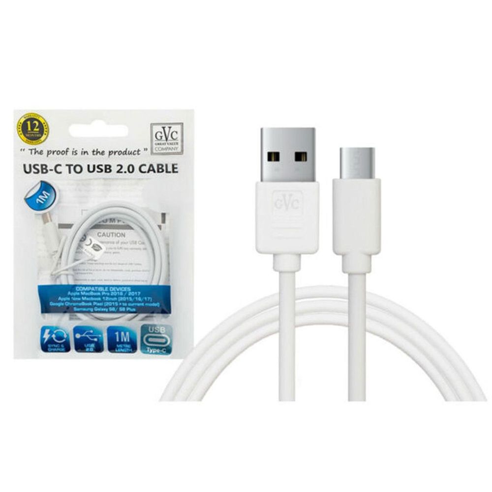 GVC USB to Type C Cable, For Phone & Pad, Charging & Syncing - 1m