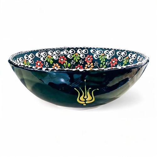 Handmade Ceramic Bowl Mexican Green to Dark Green 21cm