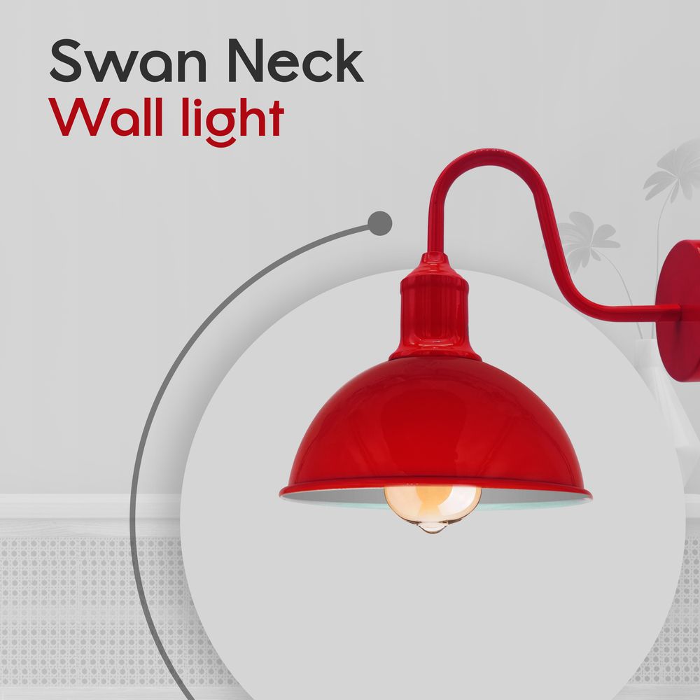 Modern Industrial Swan Neck Metal Arm E27 Sconce Wall Light Set Fixture