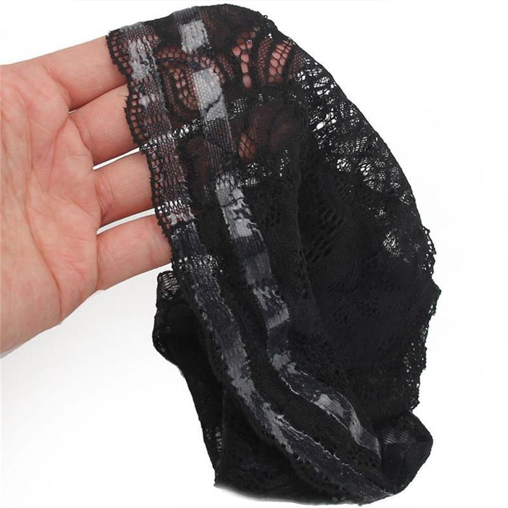 Women Lace Thigh Band with Anti-Slip Cellphone Pocket[L - Black]