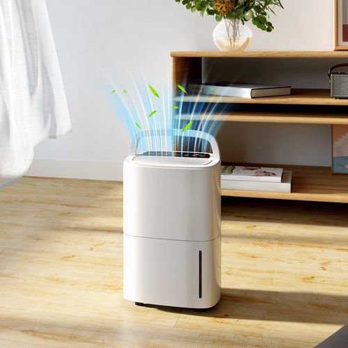 HOMCOM 20L/Day Dehumidifier with Continuous Drainage, 5L Water Tank, Timer