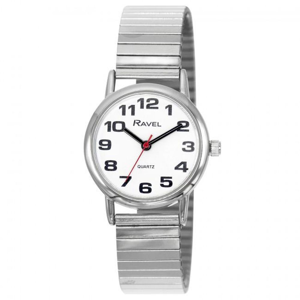 Ravel Ladies Easy Read Silver Expanding/Expander/Expansion Bracelet Band Watch R0208.02.2