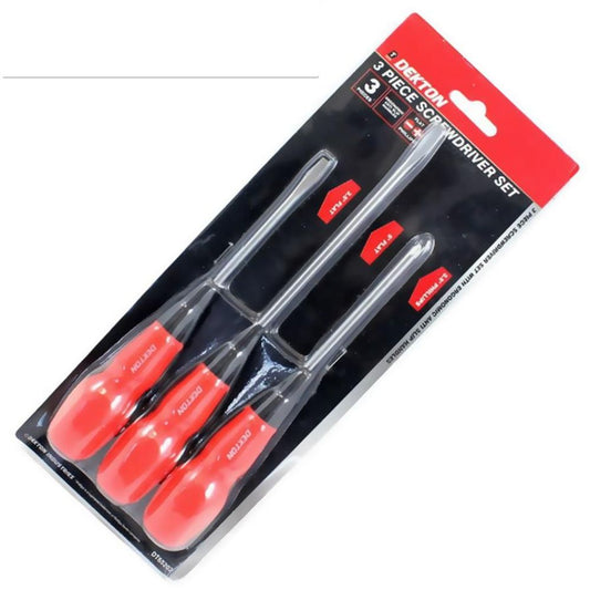 Dekton New 3Pc Electricians Screwdriver Set Tool Electrical Flat & Phillips Anti Slip