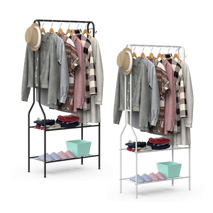 Heavy Duty 2 Tier Multi Purpose Clothes Rail & Shoe Bench Stand Rack