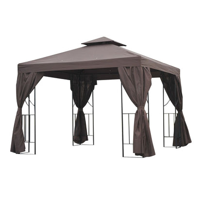 3x3 m Gazebo W/Side Panel-Brown