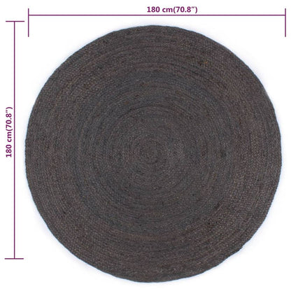 Handmade Rug Jute Round 180 cm Dark Grey