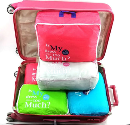 [Green] 5PC Travel Essential Bag-in-Bag Travel Luggage Organizer Storage Handle Bag Pouch Set