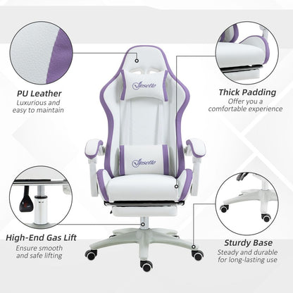 Vinsetto Racing Style Gaming Chair with Reclining Function Footrest, Purple