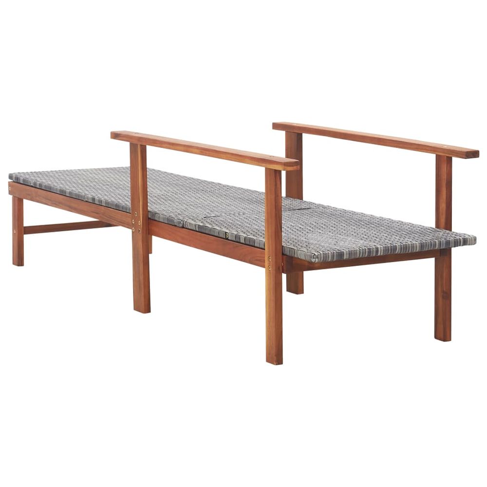 Sun Lounger Poly Rattan and Solid Acacia Wood