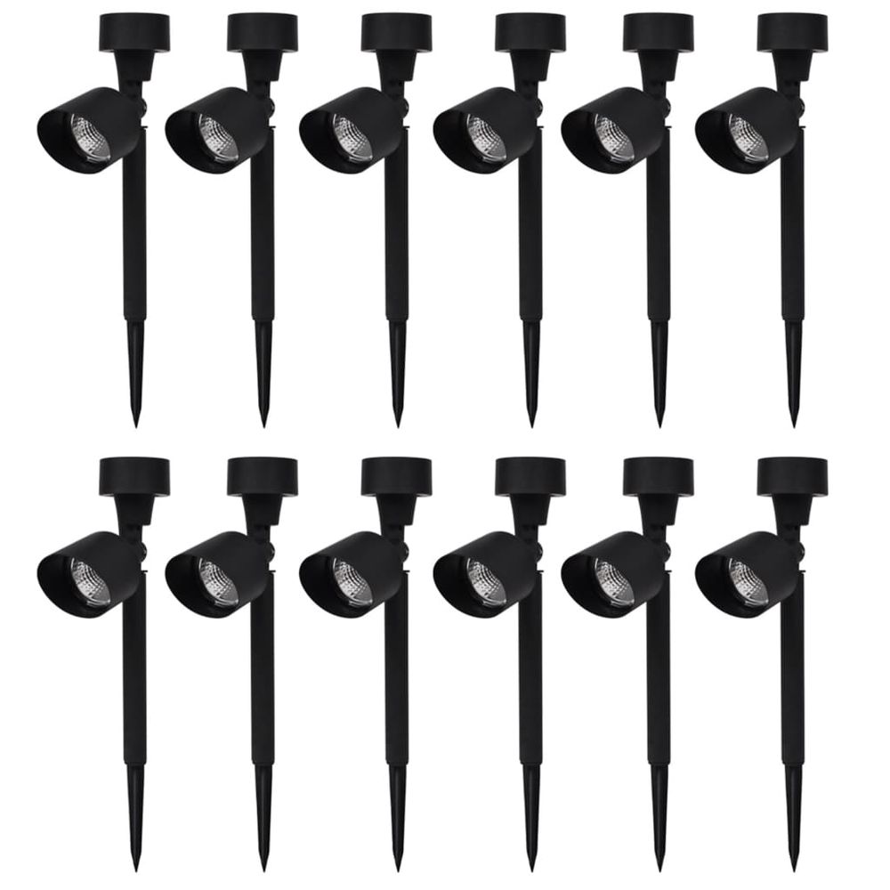 Outdoor Solar Powered LED Spotlight Black 12 pcs