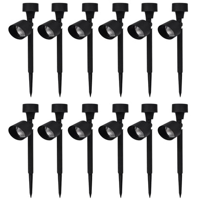 Outdoor Solar Powered LED Spotlight Black 12 pcs