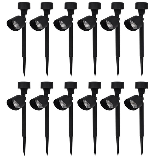 Outdoor Solar Powered LED Spotlight Black 12 pcs